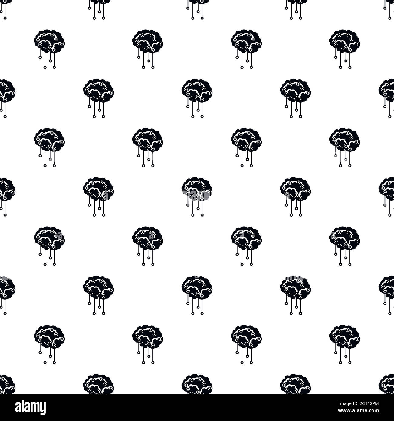 Cerveau humain avec capteurs pattern, style simple. Illustration de Vecteur