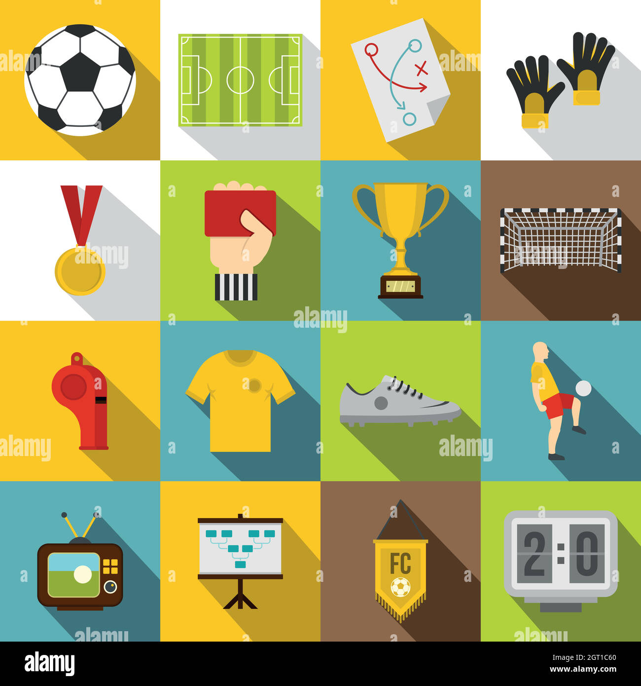 Ensembles de symboles de football, coupe plate Illustration de Vecteur