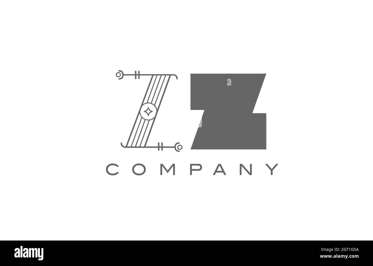Z ZZ symbole de l'alphabet gris blanc pour l'entreprise avec un style géométrique. Combinaison de lettres créative pour les entreprises et les entreprises Illustration de Vecteur
