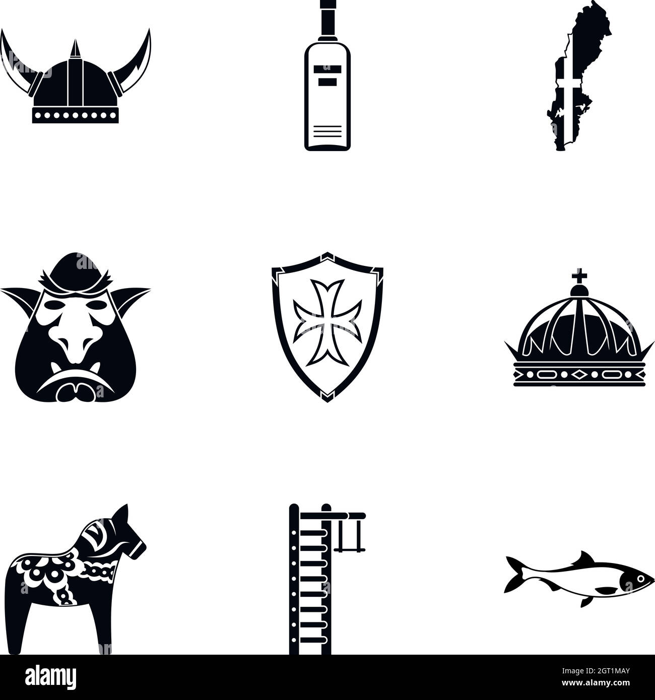 Ensemble d'icônes Country of Vikings, style simple Illustration de Vecteur