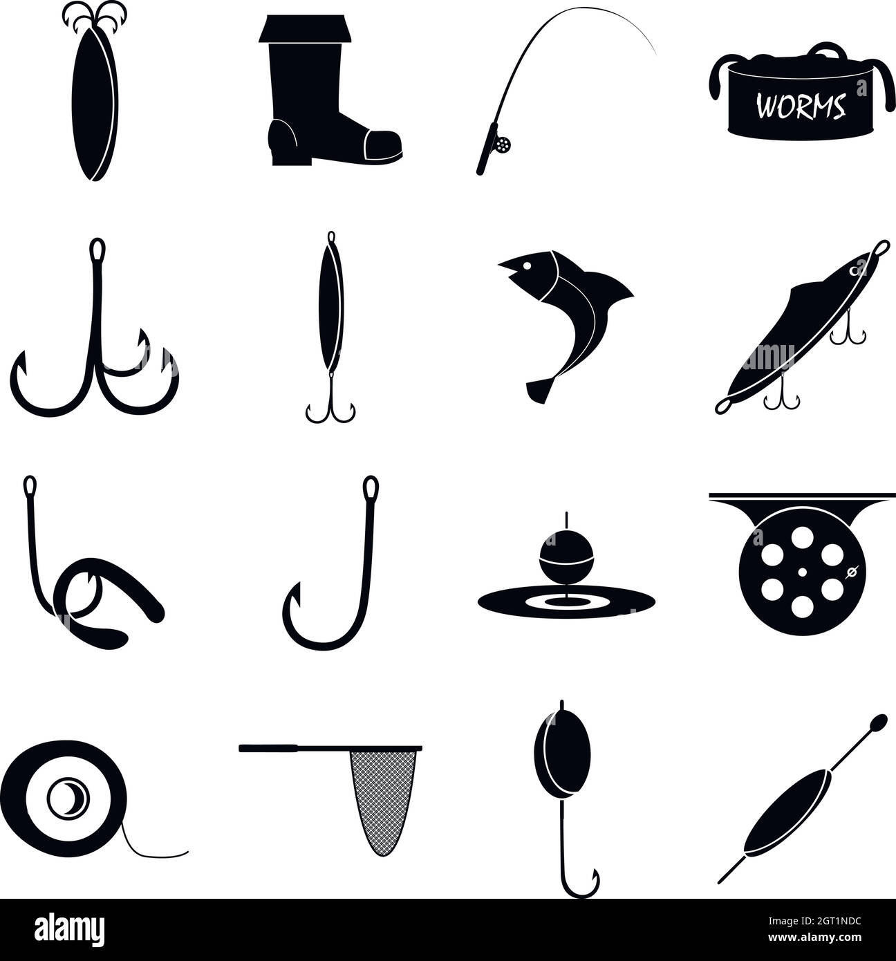 Outils de pêche articles icônes ensemble, style simple Illustration de Vecteur