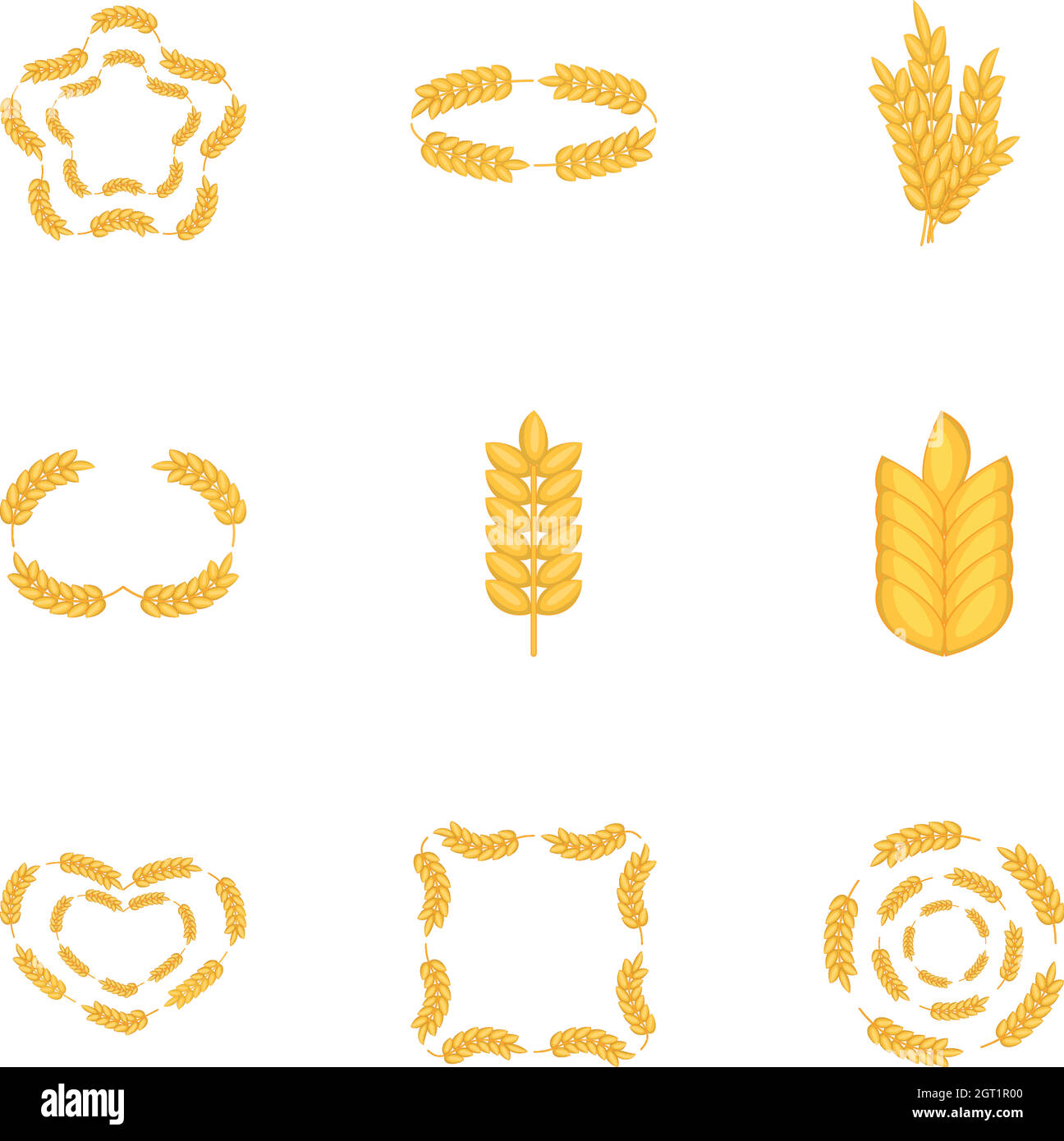 Ensemble d'icônes de motif de blé, style de dessin animé Illustration de Vecteur