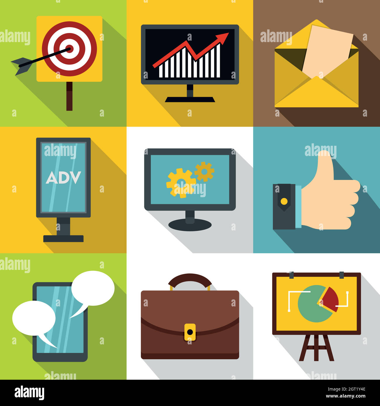 La publicité contextuelle icons set, style plat Illustration de Vecteur