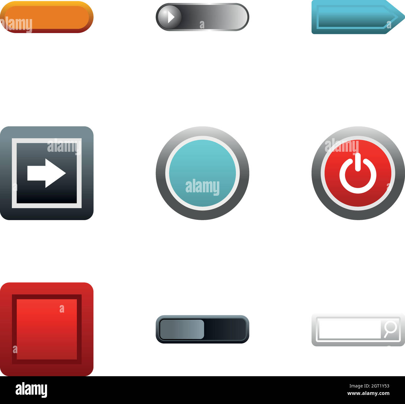 Ensemble d'icônes de boutons Internet, style plat Illustration de Vecteur