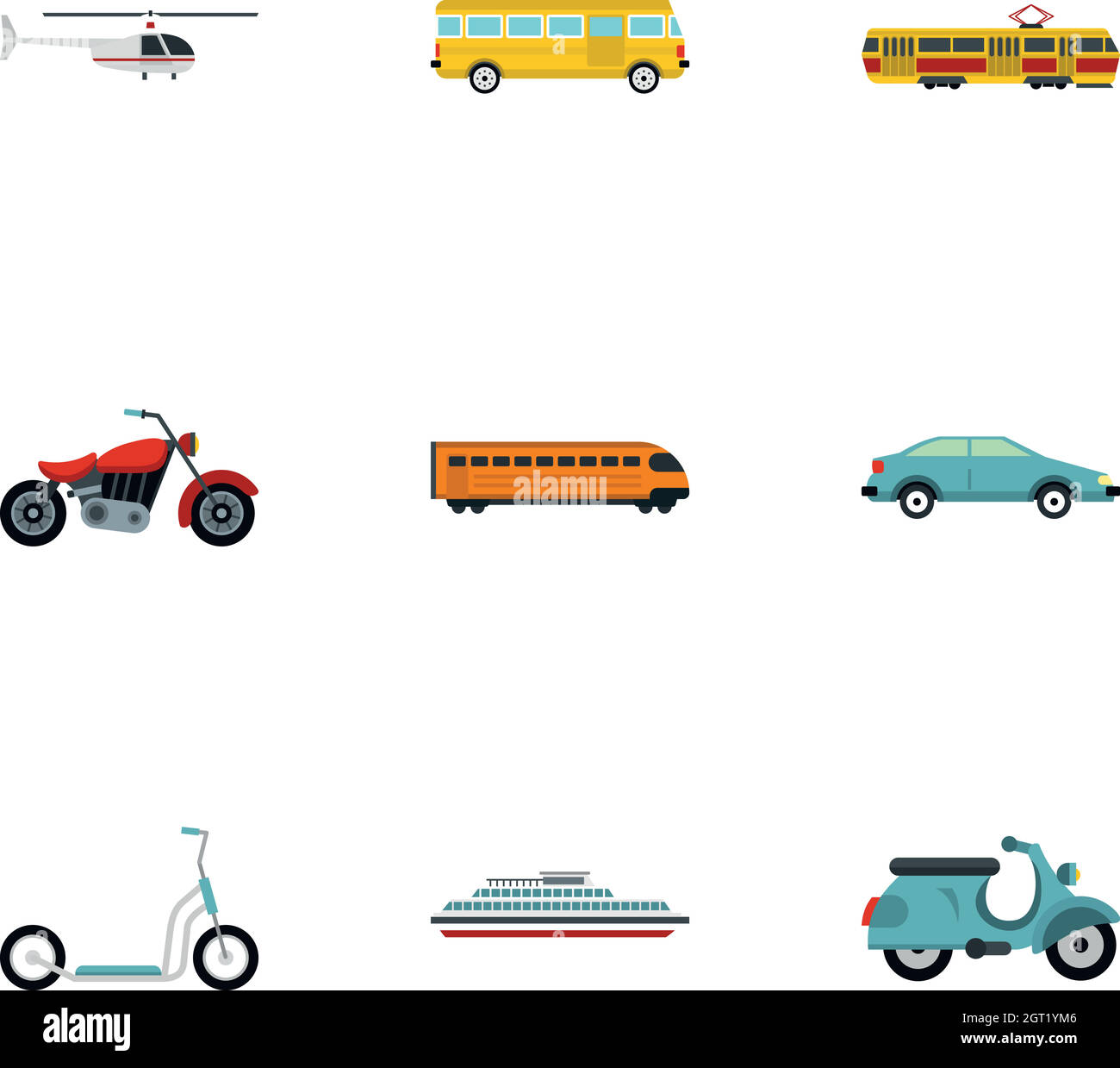 Icônes de véhicules, style plat Illustration de Vecteur