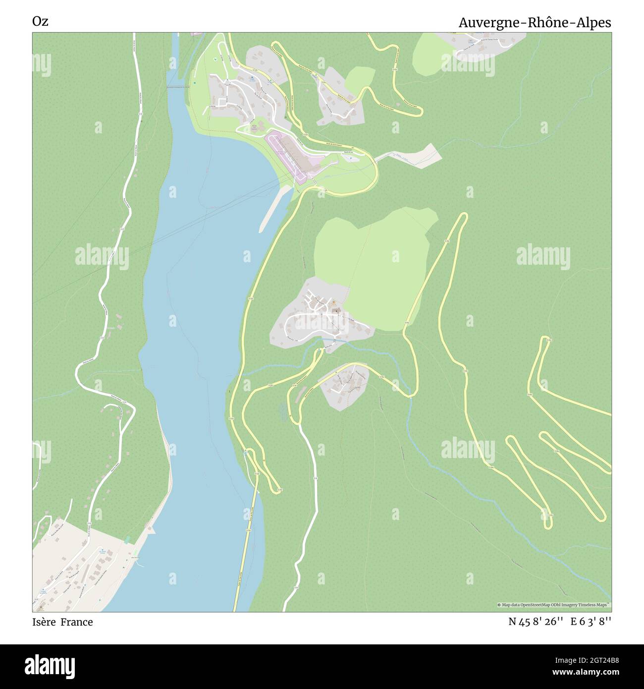 Oz, Isère, France, Auvergne-Rhône-Alpes, N 45 8' 26'', E 6 3' 8'', carte, carte intemporelle publiée en 2021.Les voyageurs, les explorateurs et les aventuriers comme Florence Nightingale, David Livingstone, Ernest Shackleton, Lewis et Clark et Sherlock Holmes se sont appuyés sur des cartes pour planifier leurs voyages dans les coins les plus reculés du monde. Timeless Maps dresse la carte de la plupart des sites du monde, montrant ainsi la réalisation de grands rêves Banque D'Images