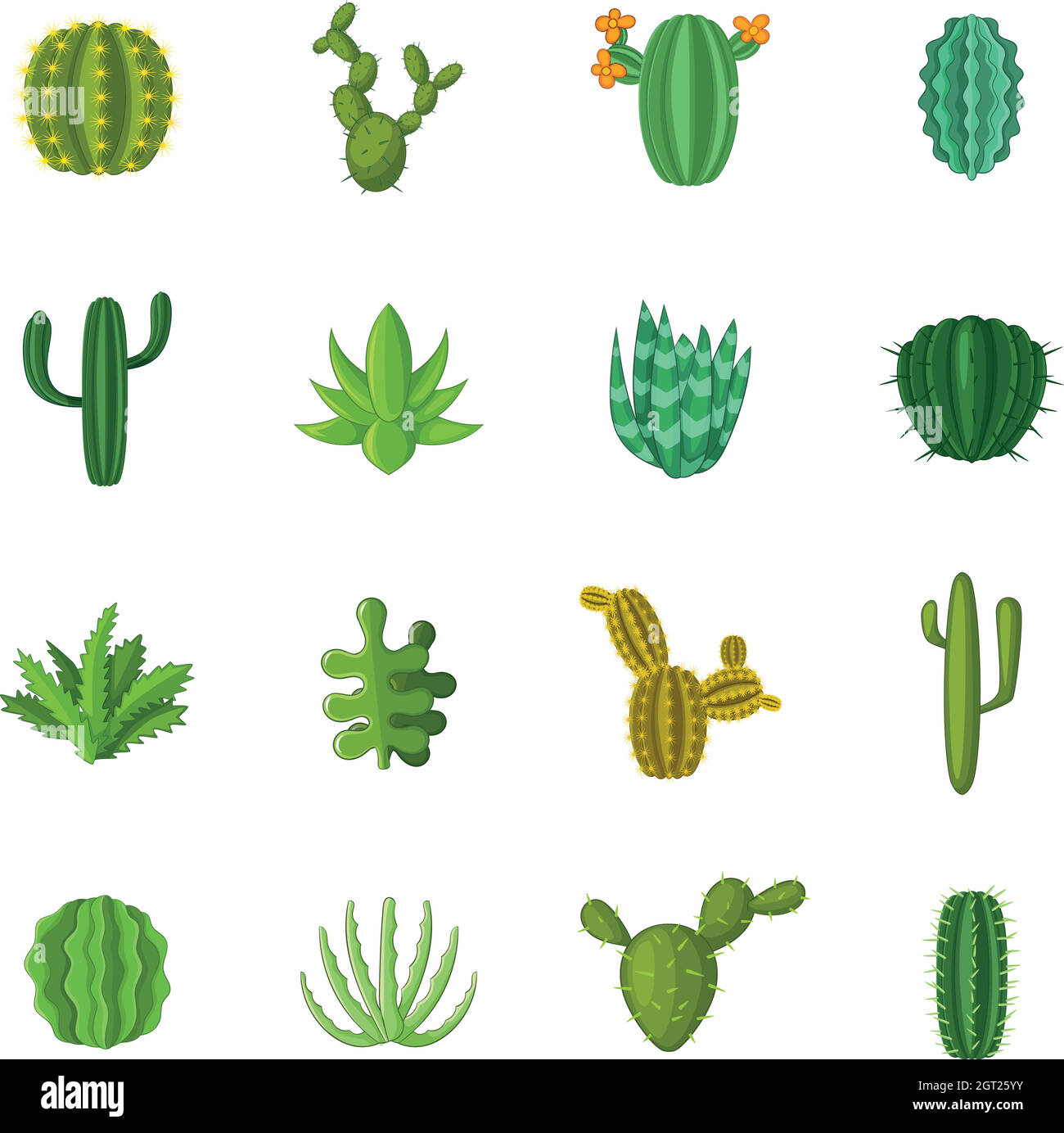 Cactus vert icons set, cartoon style Illustration de Vecteur Cactus vert icons set, cartoon style Illustration de Vecteur