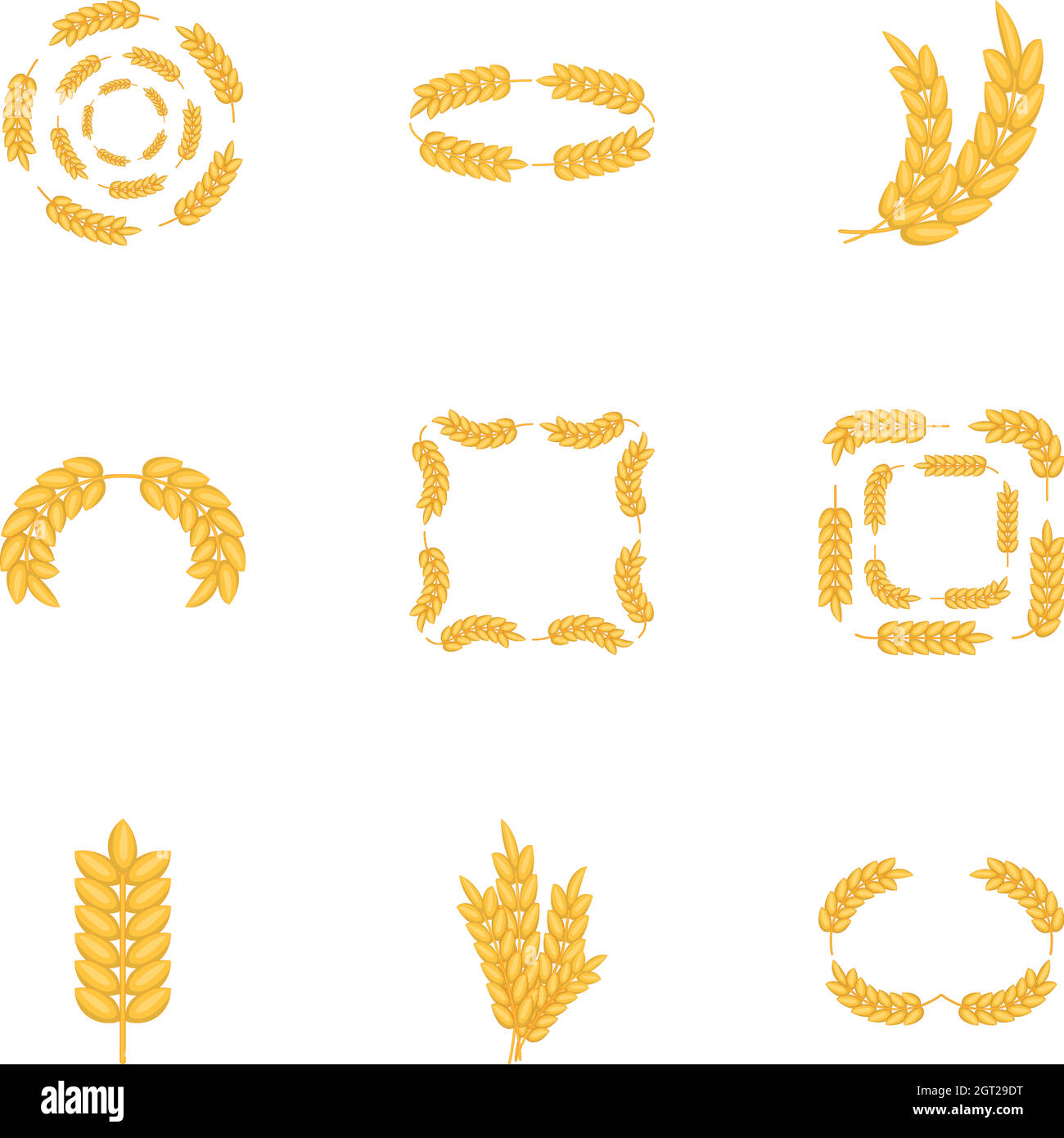 Jeu d'icônes de symboles agricoles, style de dessin animé Illustration de Vecteur