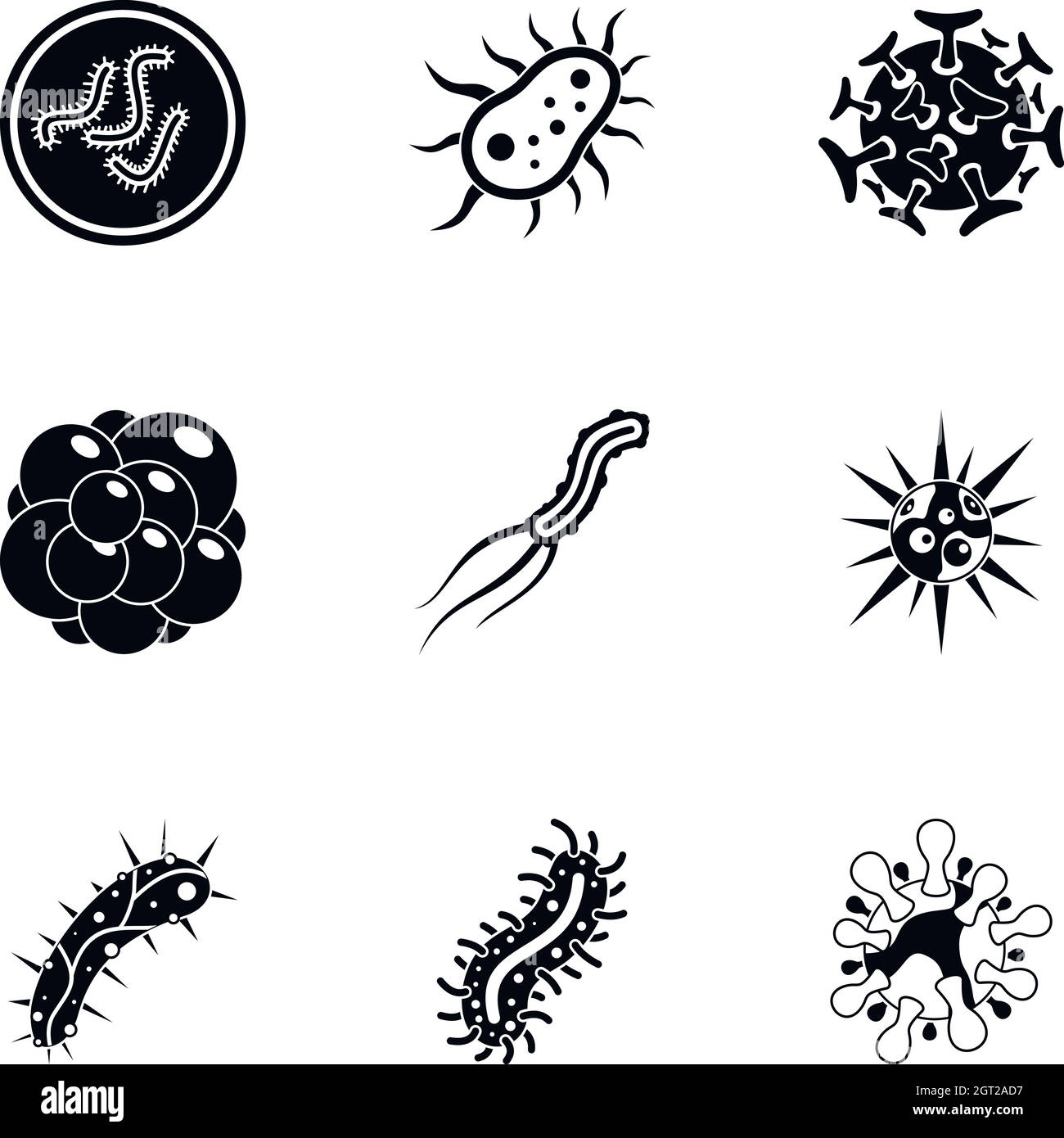 Les virus icons set, le style simple Illustration de Vecteur