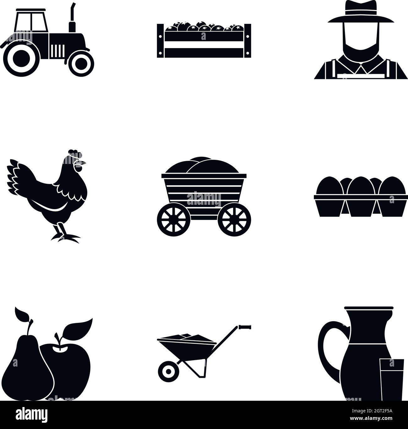 L'agriculture, le style simple icons set Illustration de Vecteur