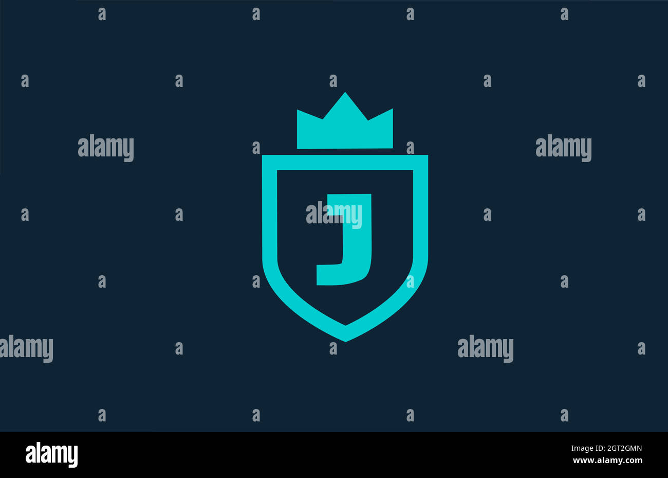 J logo en forme d'icône en forme d'alphabet bleu pour la société avec lettre. Design créatif pour les entreprises et les entreprises avec couronne de roi Illustration de Vecteur