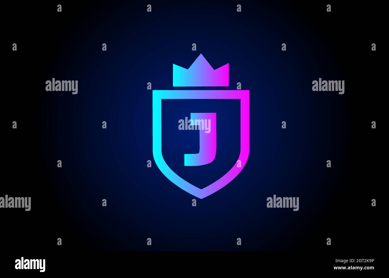 logo de l'icône de lettre j royale pour les entreprises. Conception de l'entreprise avec couronne et bouclier de couleur dégradé pour l'identité de l'entreprise Illustration de Vecteur