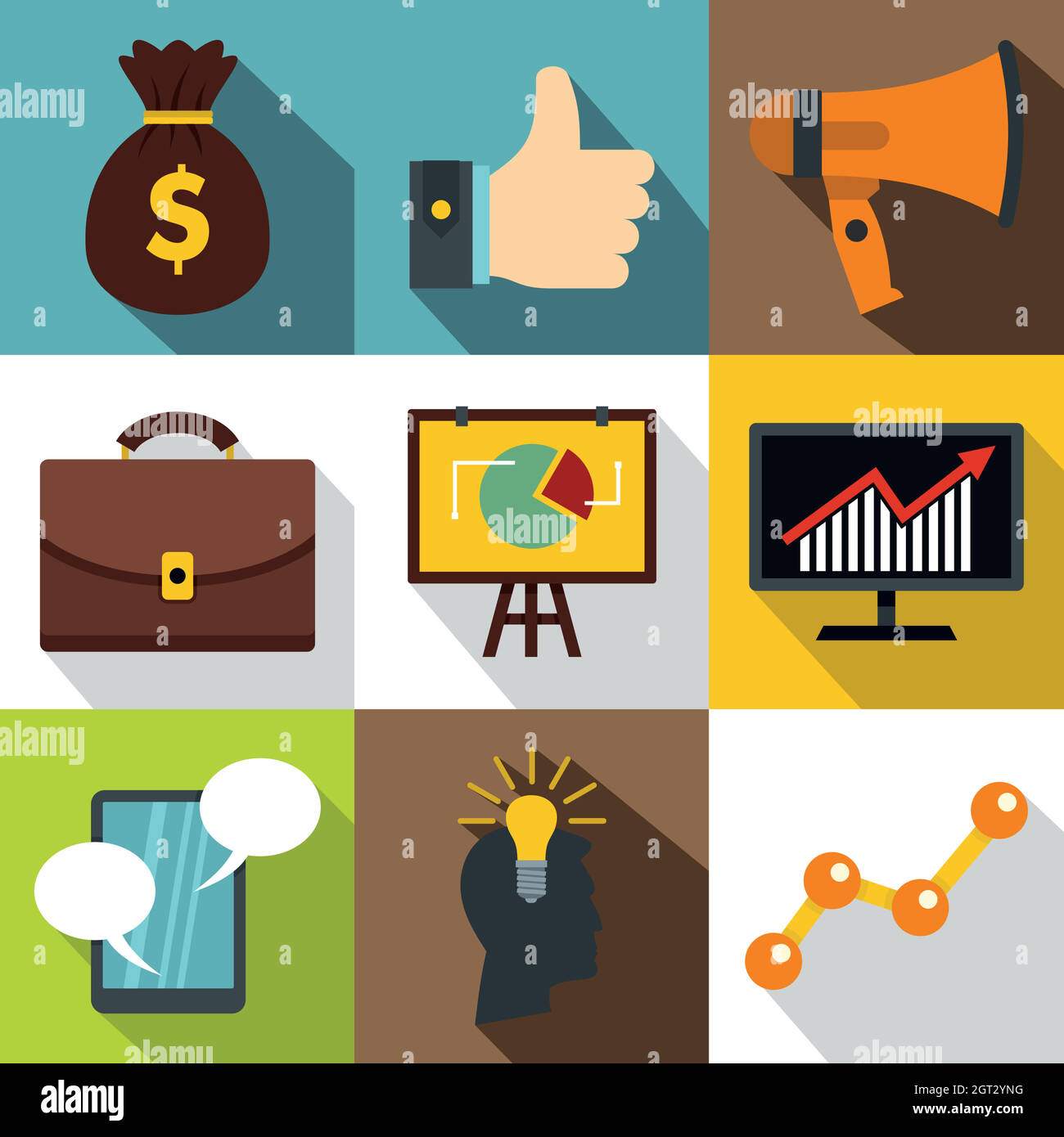 Types de publicité icons set, style plat Illustration de Vecteur