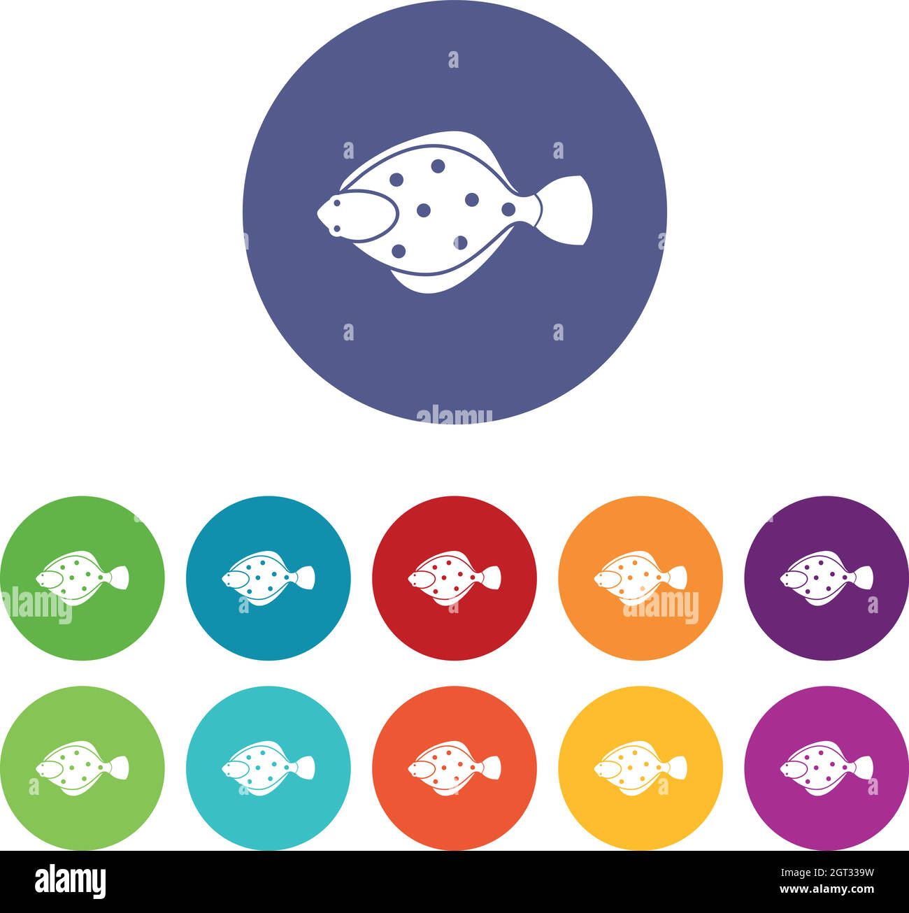 Icônes de la série de poissons flounder Illustration de Vecteur