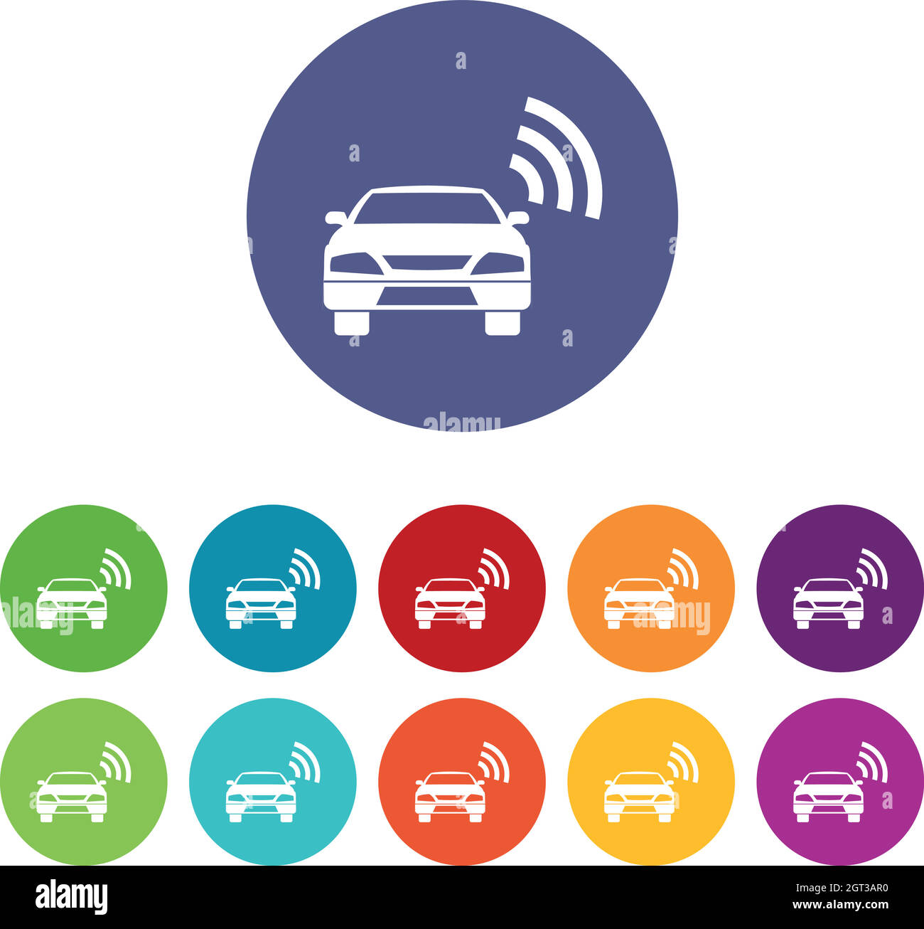 Voiture avec icônes de jeu de panneaux wifi Illustration de Vecteur