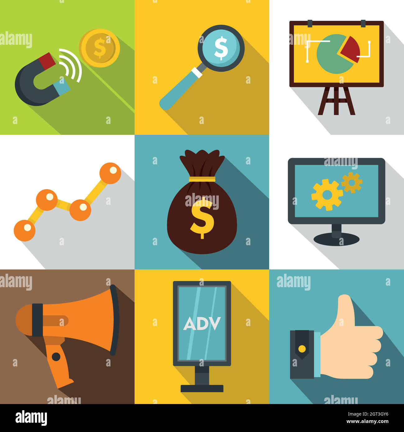 Produits publicitaires icons set, style plat Illustration de Vecteur