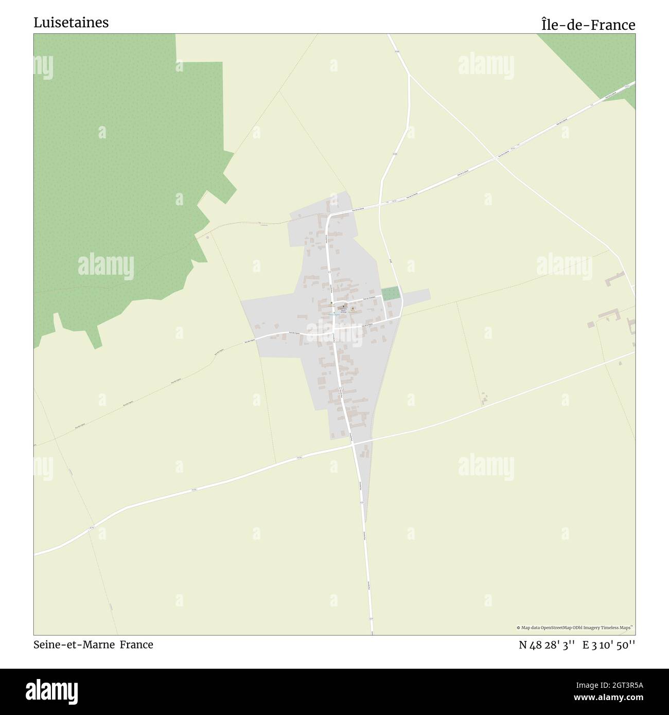 Luisétaines, Seine-et-Marne, France, Île-de-France, N 48 28' 3'', E 3 10' 50'', carte, carte intemporelle publiée en 2021.Les voyageurs, les explorateurs et les aventuriers comme Florence Nightingale, David Livingstone, Ernest Shackleton, Lewis et Clark et Sherlock Holmes se sont appuyés sur des cartes pour planifier leurs voyages dans les coins les plus reculés du monde. Timeless Maps dresse la carte de la plupart des sites du monde, montrant ainsi la réalisation de grands rêves Banque D'Images