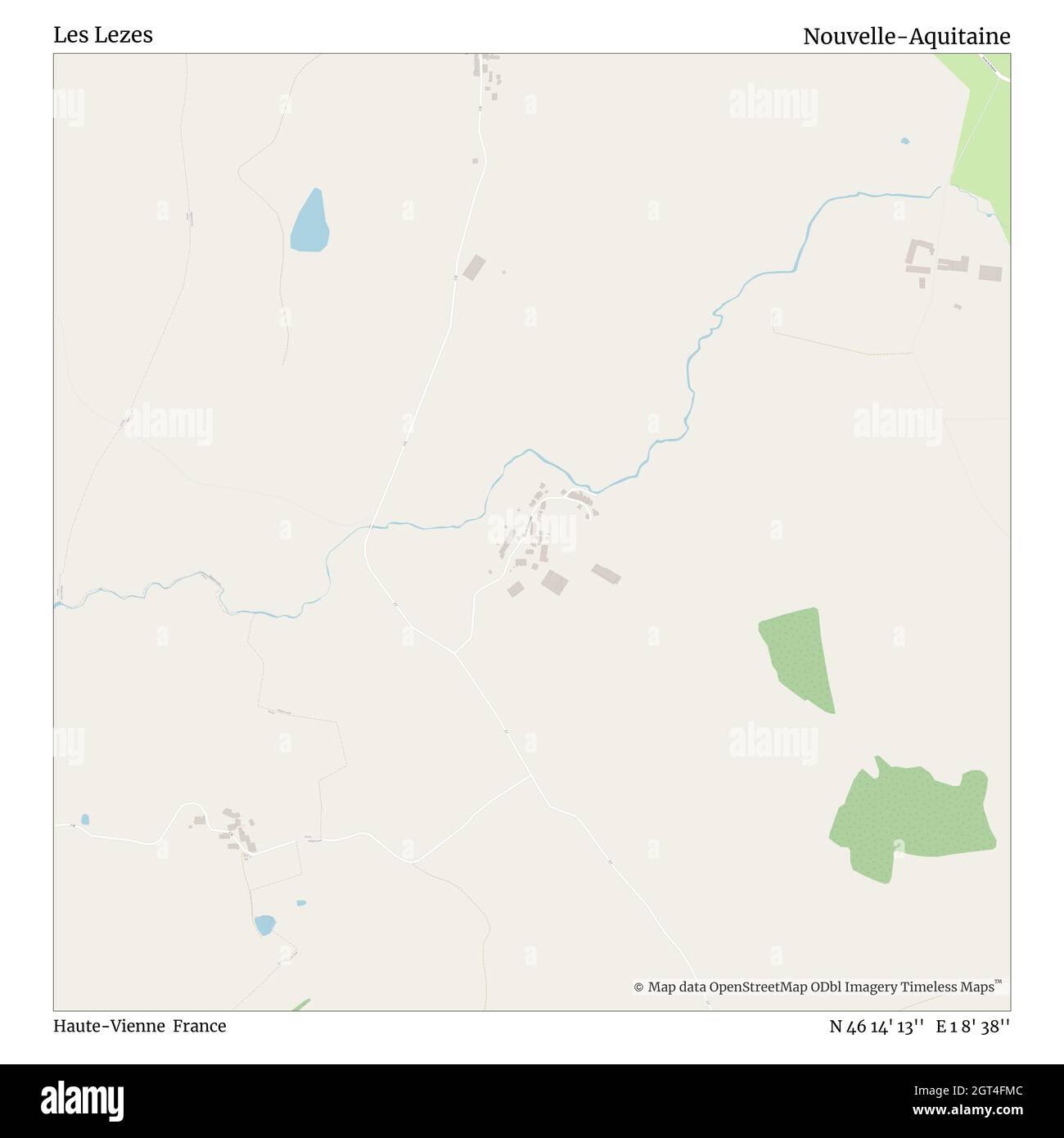 Les Lezes, haute-Vienne, France, Nouvelle-Aquitaine, N 46 14' 13'', E 1 8' 38'', carte, carte intemporelle publiée en 2021.Les voyageurs, les explorateurs et les aventuriers comme Florence Nightingale, David Livingstone, Ernest Shackleton, Lewis et Clark et Sherlock Holmes se sont appuyés sur des cartes pour planifier leurs voyages dans les coins les plus reculés du monde. Timeless Maps dresse la carte de la plupart des sites du monde, montrant ainsi la réalisation de grands rêves Banque D'Images