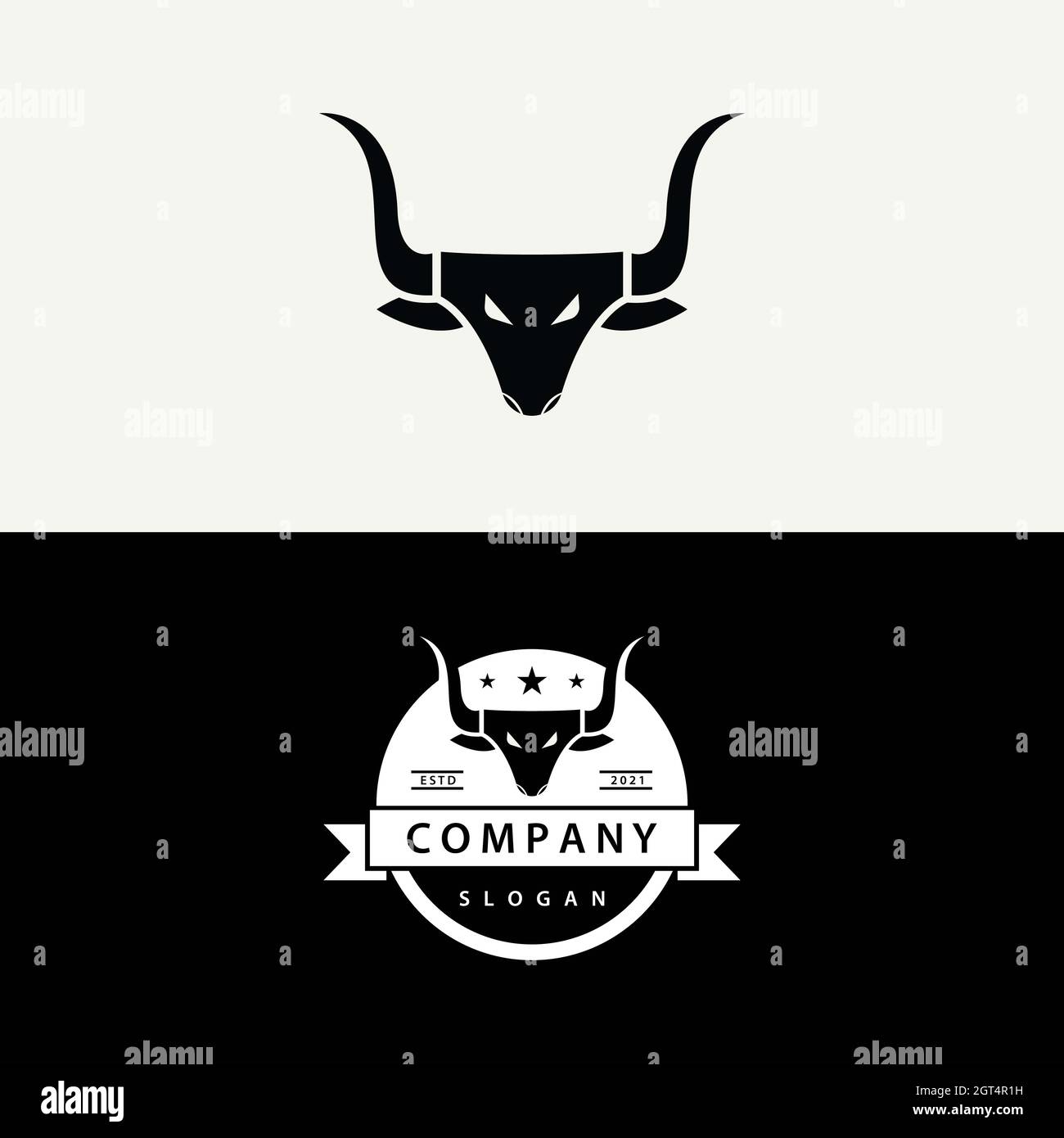 Modèle logo Bull motif vectoriel d'icône Banque D'Images
