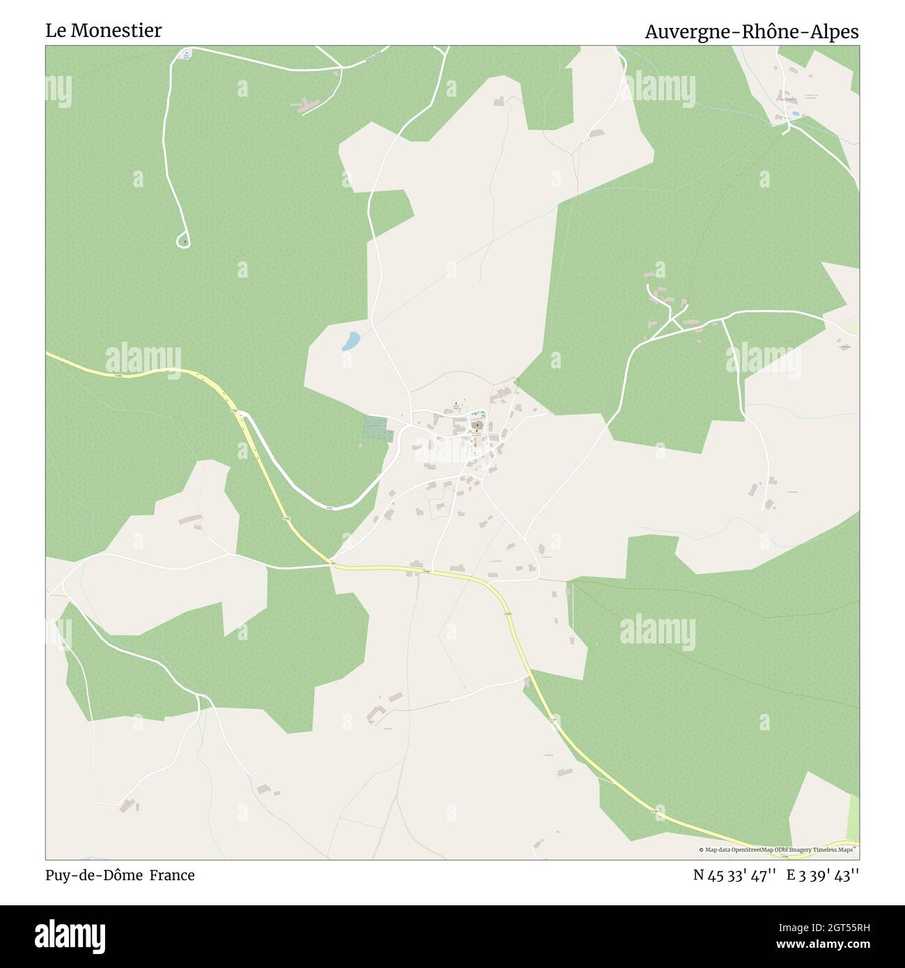 Le Monestier, Puy-de-Dôme, France, Auvergne-Rhône-Alpes, N 45 33' 47'', E 3 39' 43'', carte, carte intemporelle publiée en 2021.Les voyageurs, les explorateurs et les aventuriers comme Florence Nightingale, David Livingstone, Ernest Shackleton, Lewis et Clark et Sherlock Holmes se sont appuyés sur des cartes pour planifier leurs voyages dans les coins les plus reculés du monde. Timeless Maps dresse la carte de la plupart des sites du monde, montrant ainsi la réalisation de grands rêves Banque D'Images