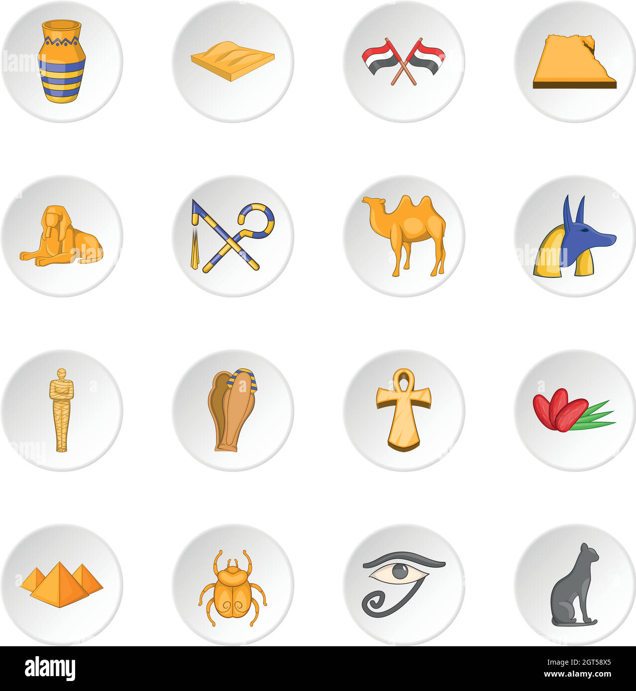 L'Egypte travel icons set Illustration de Vecteur