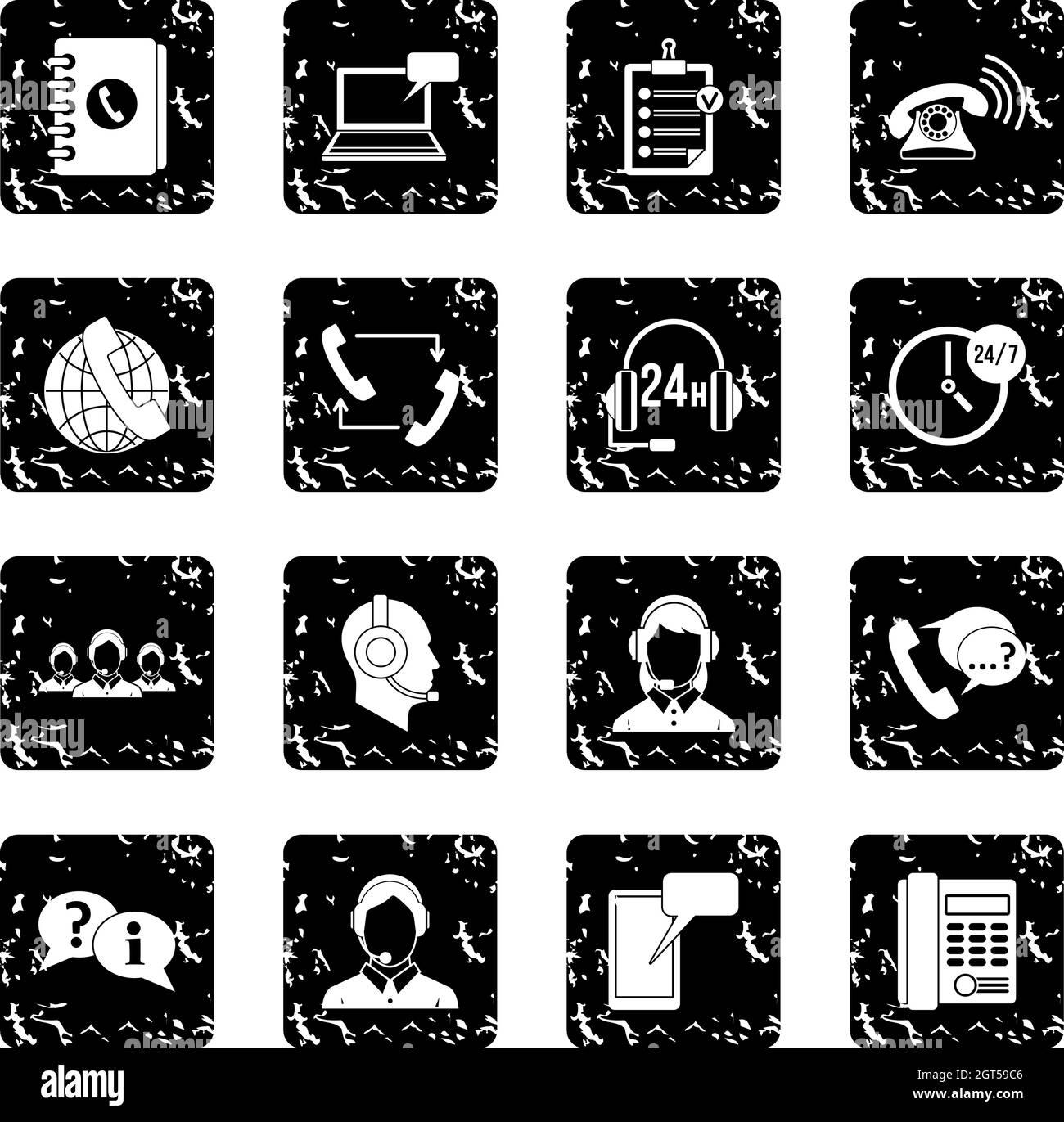 Symboles de centre d'appel icons set Illustration de Vecteur