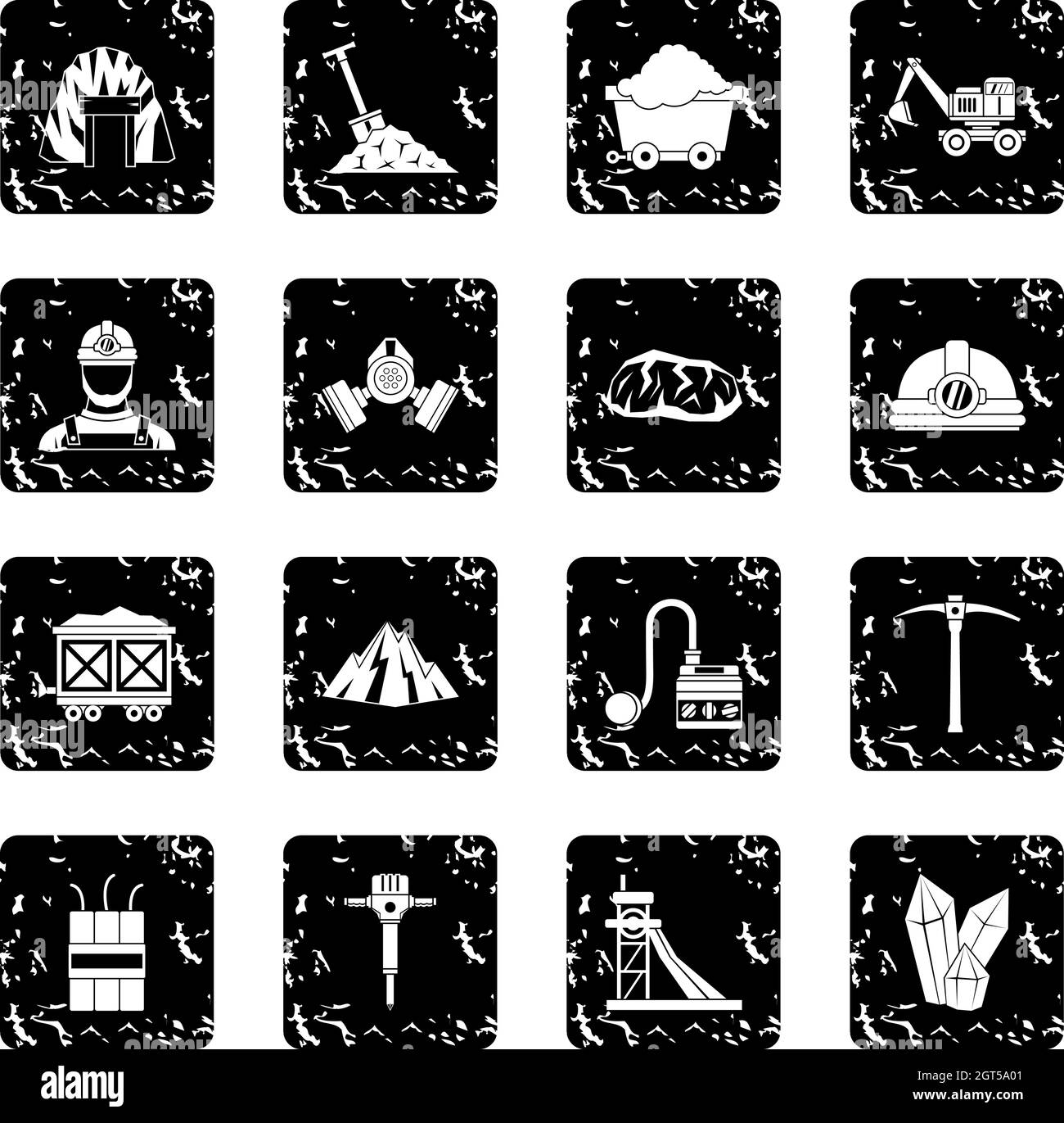 Jeu d’icônes de mineur Illustration de Vecteur