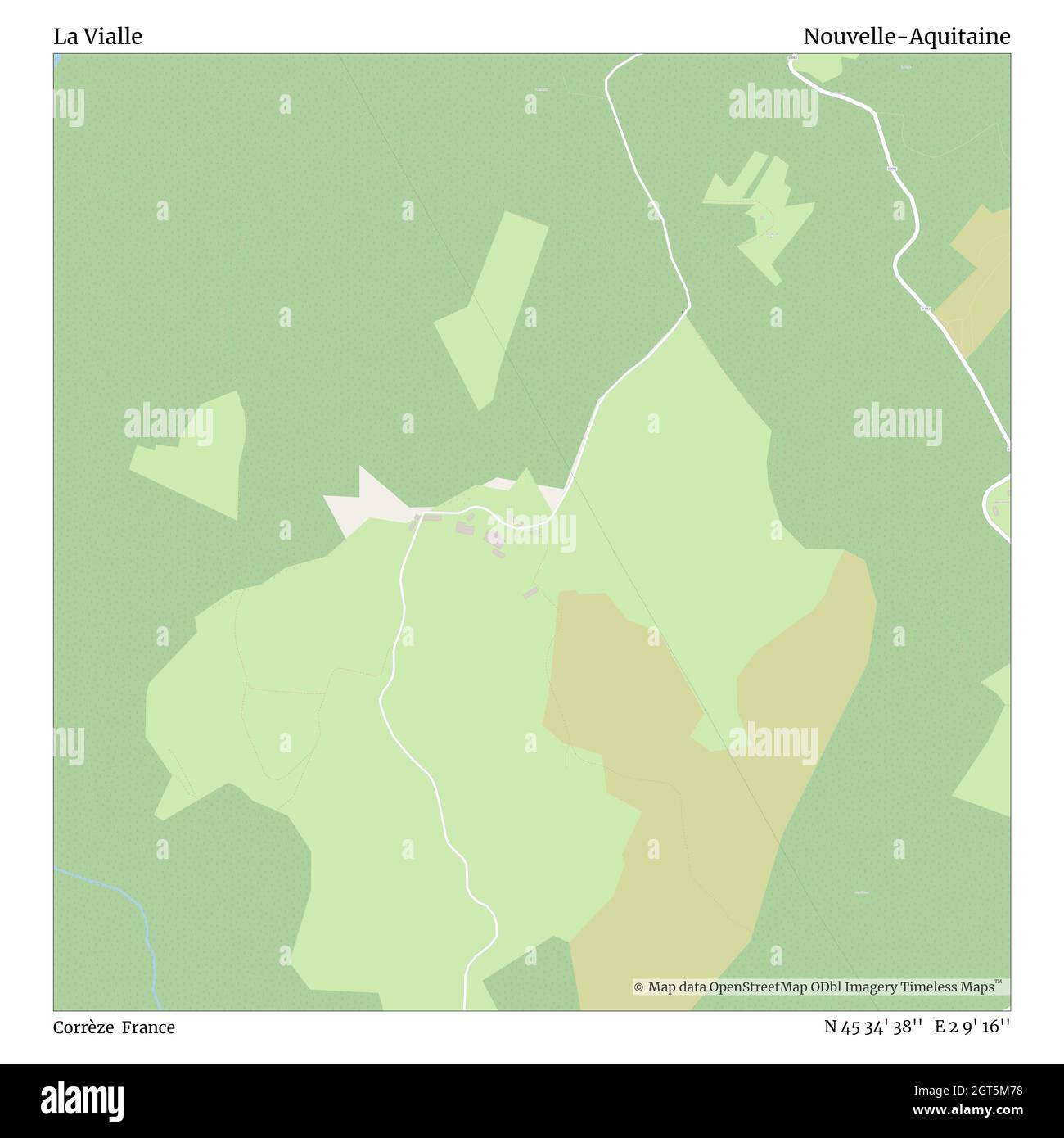 La Vialle, Corrèze, France, Nouvelle-Aquitaine, N 45 34' 38'', E 2 9' 16'', carte, carte intemporelle publiée en 2021.Les voyageurs, les explorateurs et les aventuriers comme Florence Nightingale, David Livingstone, Ernest Shackleton, Lewis et Clark et Sherlock Holmes se sont appuyés sur des cartes pour planifier leurs voyages dans les coins les plus reculés du monde. Timeless Maps dresse la carte de la plupart des sites du monde, montrant ainsi la réalisation de grands rêves Banque D'Images