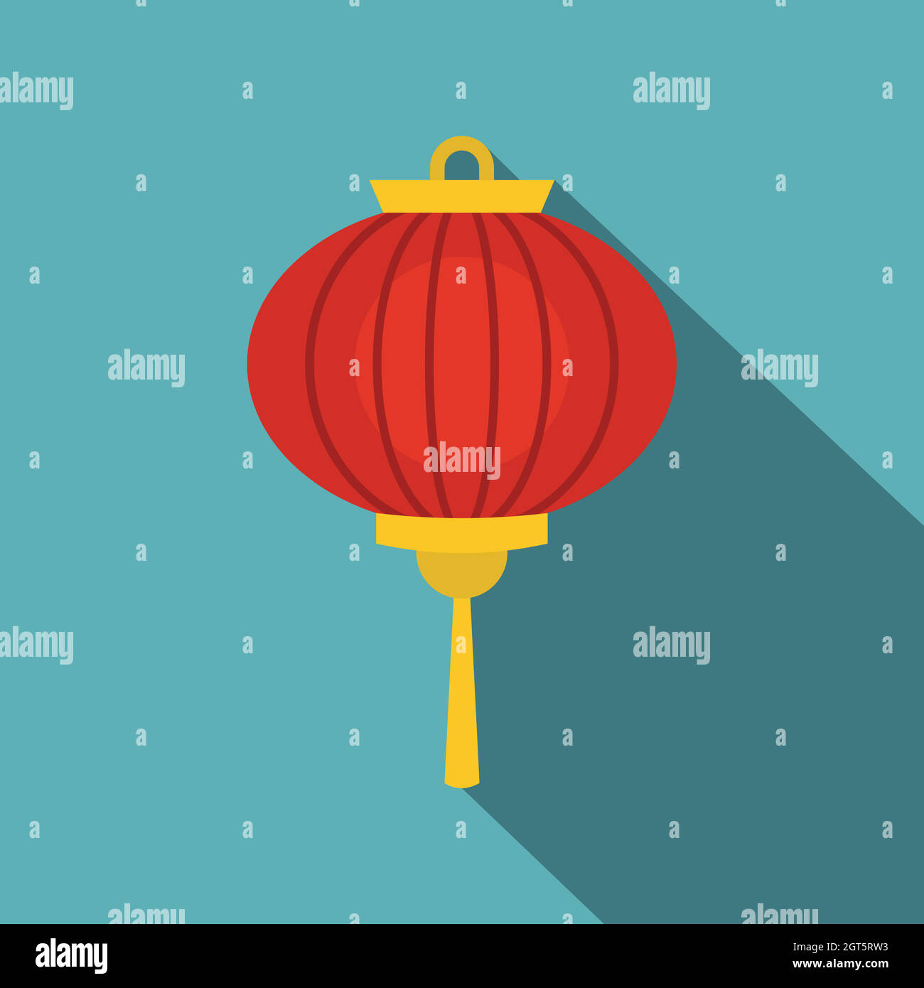 Lanterne chinoise rouge, icône de style plat Illustration de Vecteur