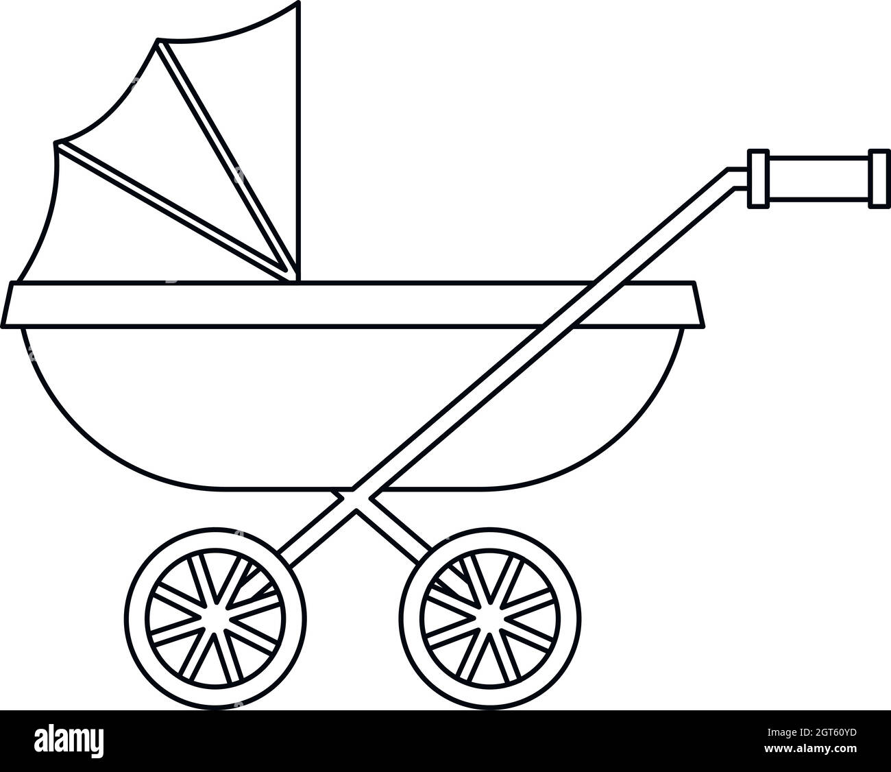 Poussette de bébé, l'icône de style contour Illustration de Vecteur