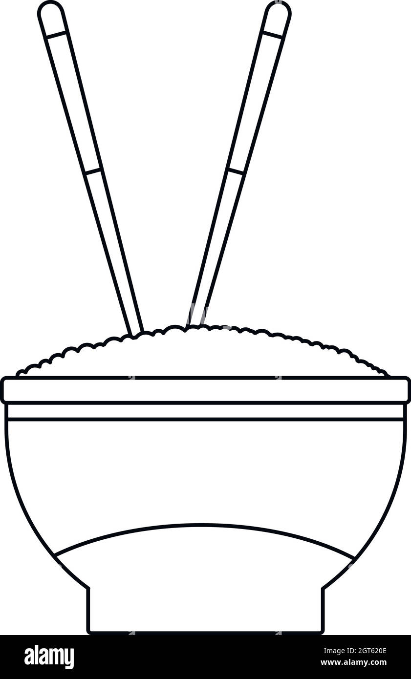 Bol de riz, l'icône de style contour Illustration de Vecteur