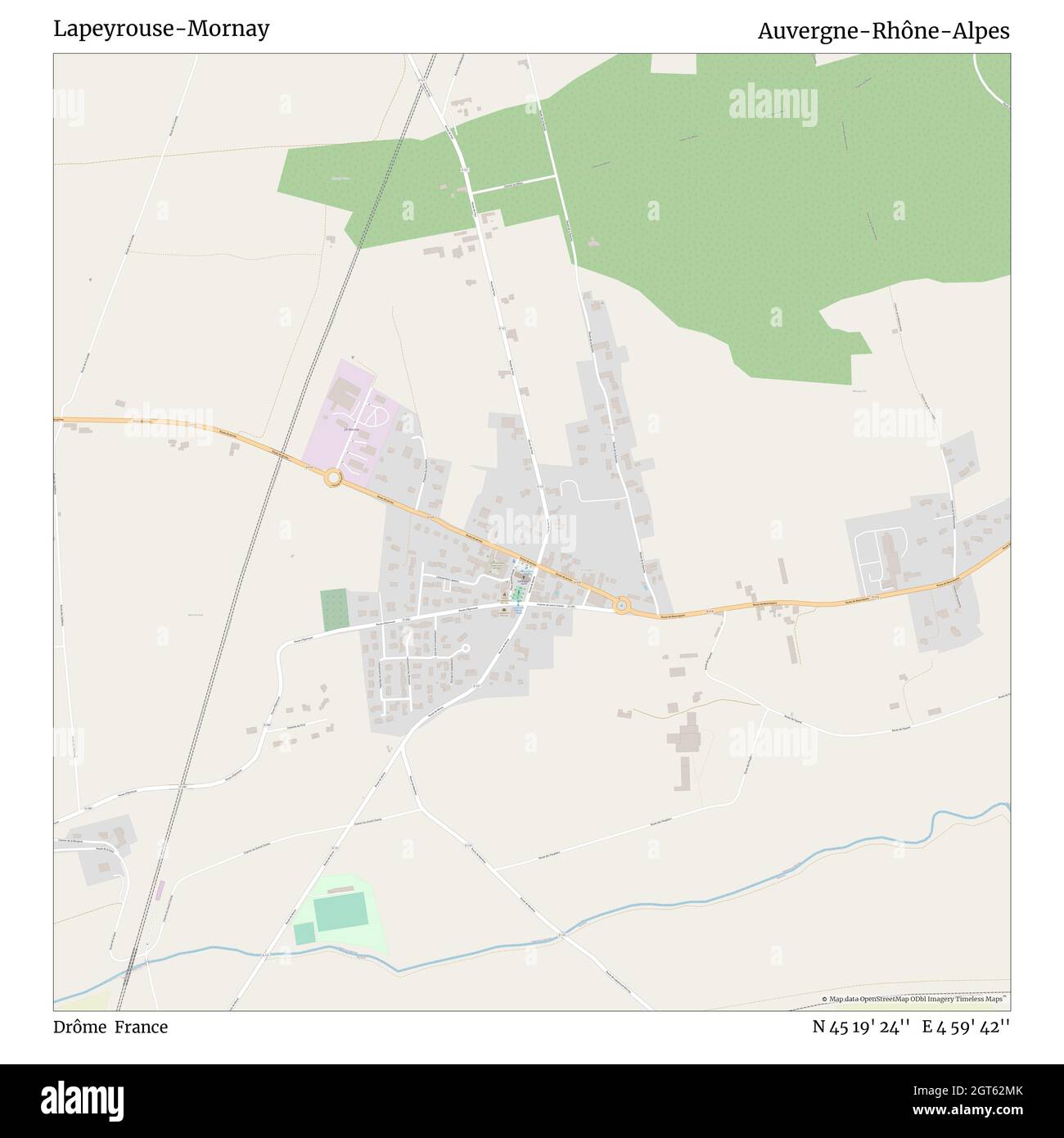 Lapeyrouse-Mornay, Drôme, France, Auvergne-Rhône-Alpes, N 45 19' 24'', E 4 59' 42'', carte, carte intemporelle publiée en 2021.Les voyageurs, les explorateurs et les aventuriers comme Florence Nightingale, David Livingstone, Ernest Shackleton, Lewis et Clark et Sherlock Holmes se sont appuyés sur des cartes pour planifier leurs voyages dans les coins les plus reculés du monde. Timeless Maps dresse la carte de la plupart des sites du monde, montrant ainsi la réalisation de grands rêves Banque D'Images