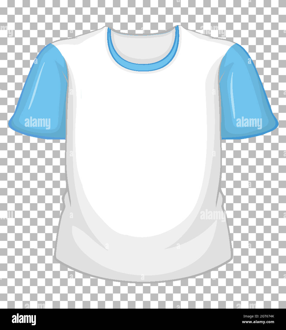 T-shirt blanc vierge avec manches courtes bleues sur transparent Illustration de Vecteur
