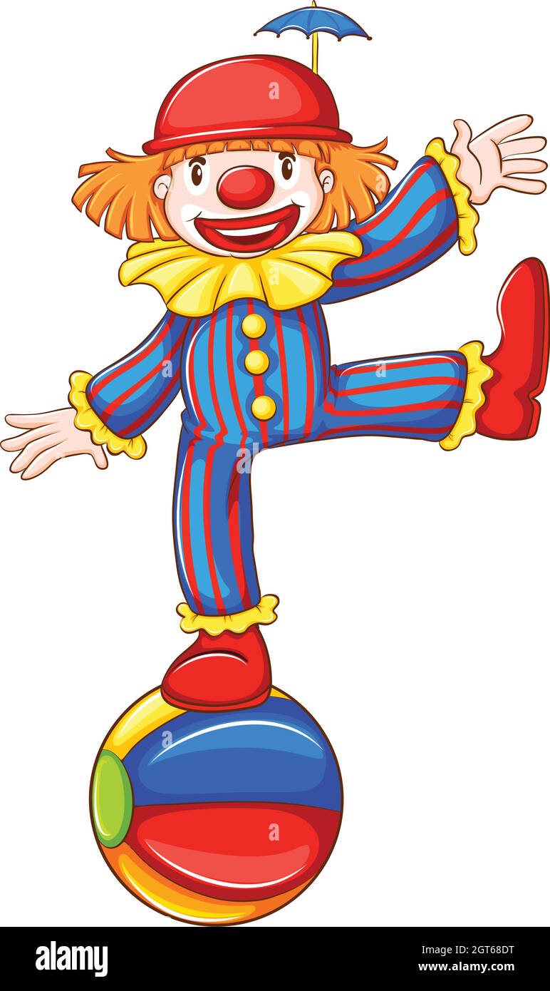 Un simple dessin d'un clown ludique Illustration de Vecteur