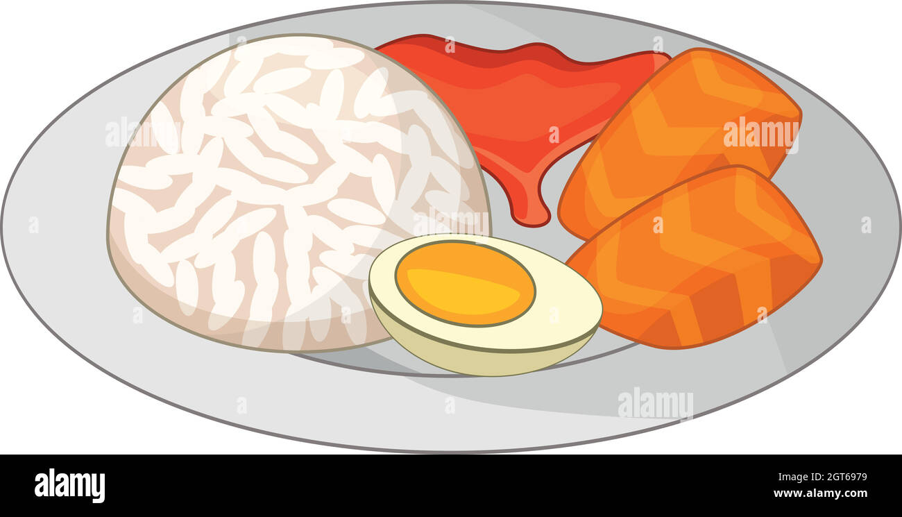 Bento, la nourriture japonaise, l'icône de style cartoon Illustration de Vecteur