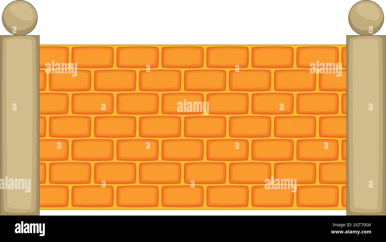 Clôture en béton, l'icône de style cartoon Illustration de Vecteur