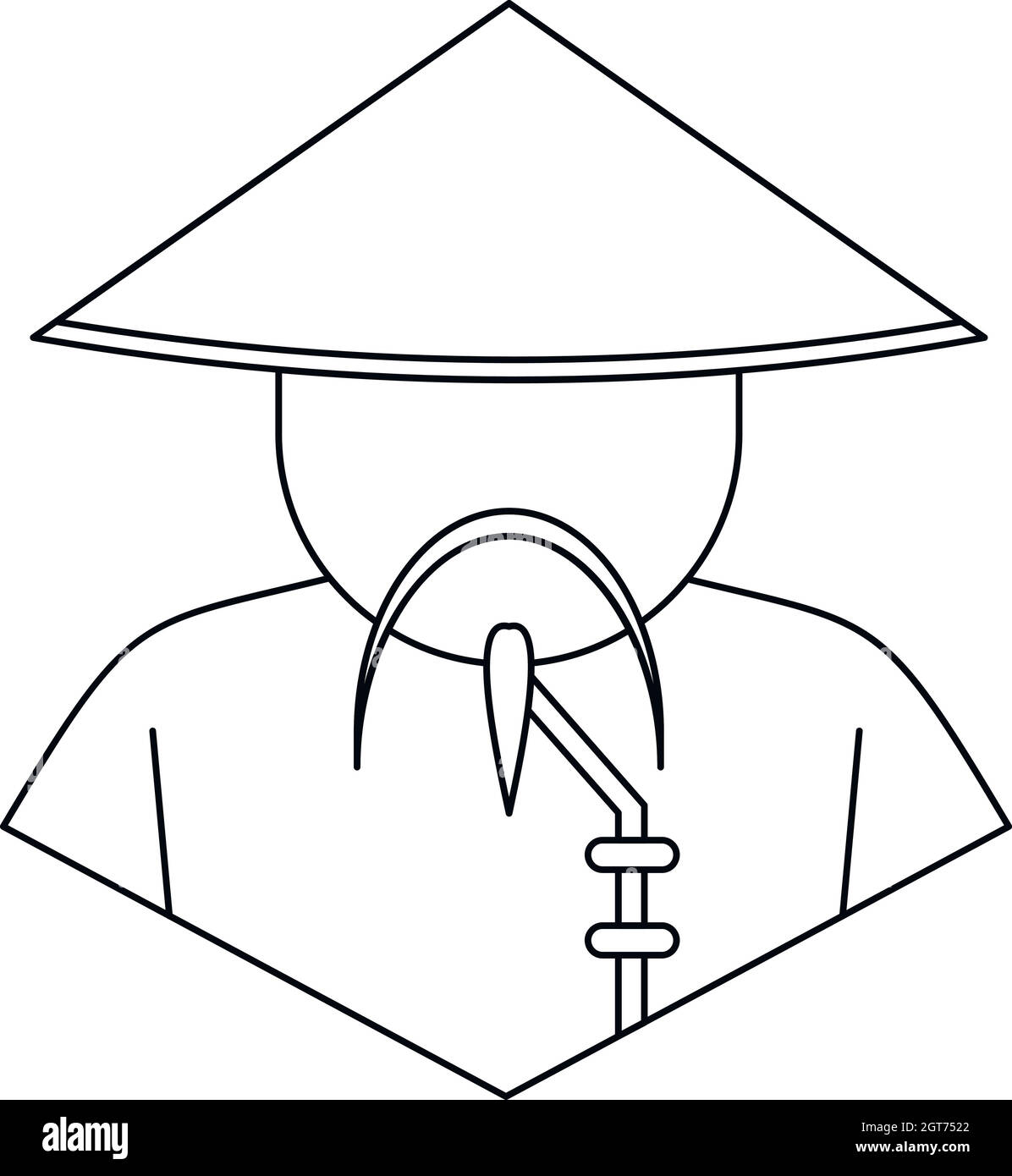 L'homme chinois, l'icône de style contour Illustration de Vecteur