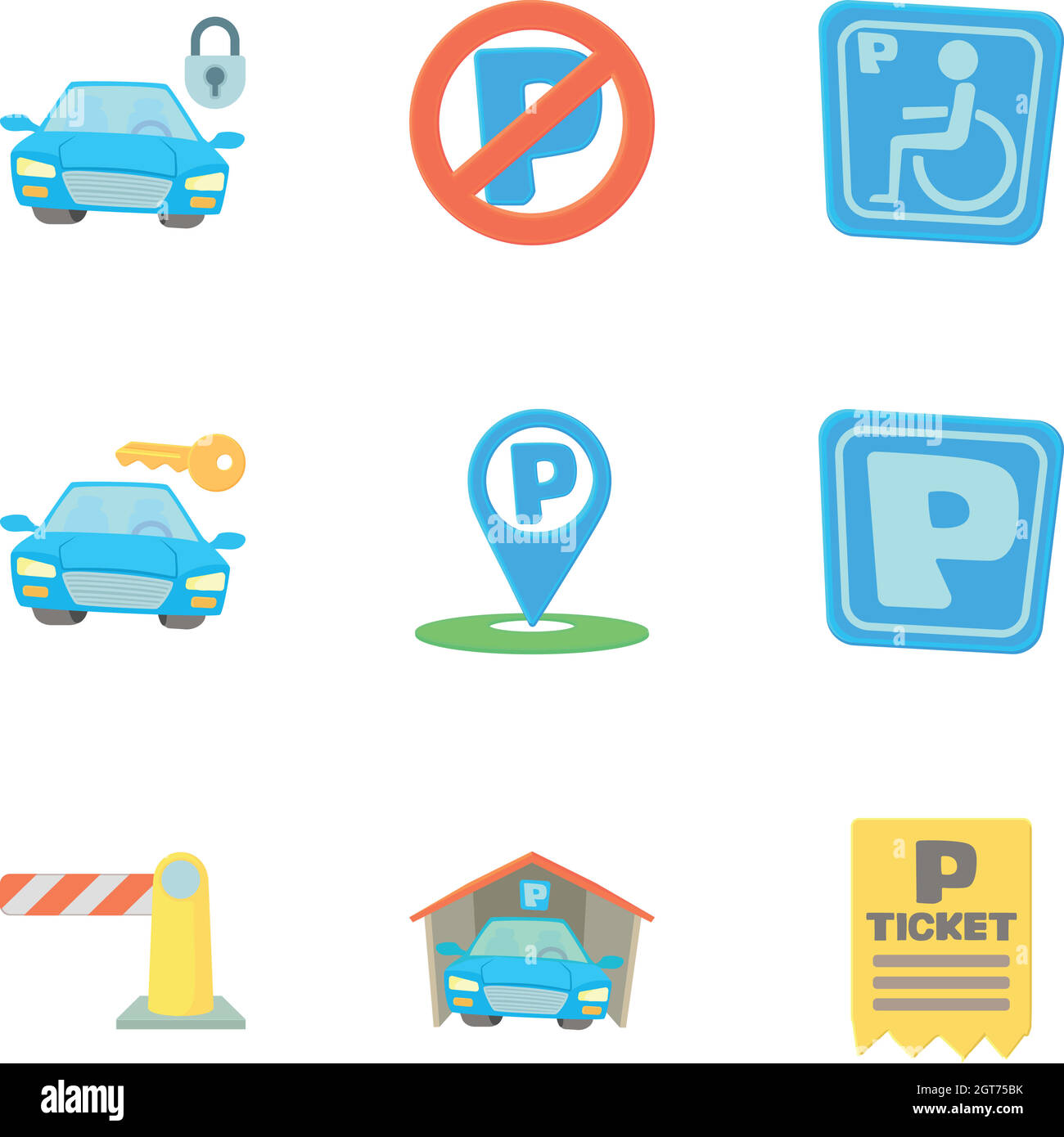 Station parking icons set, cartoon style Illustration de Vecteur