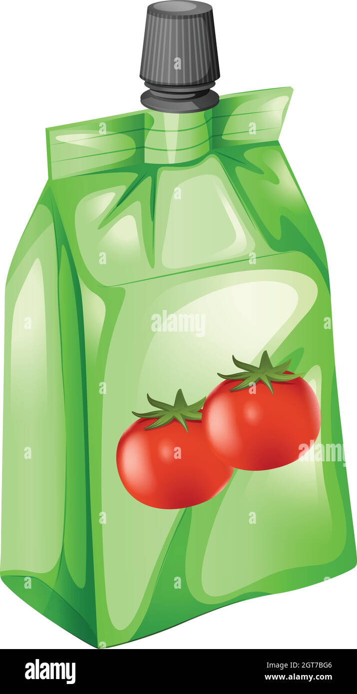Un jus de tomate dans une poche à boire Illustration de Vecteur
