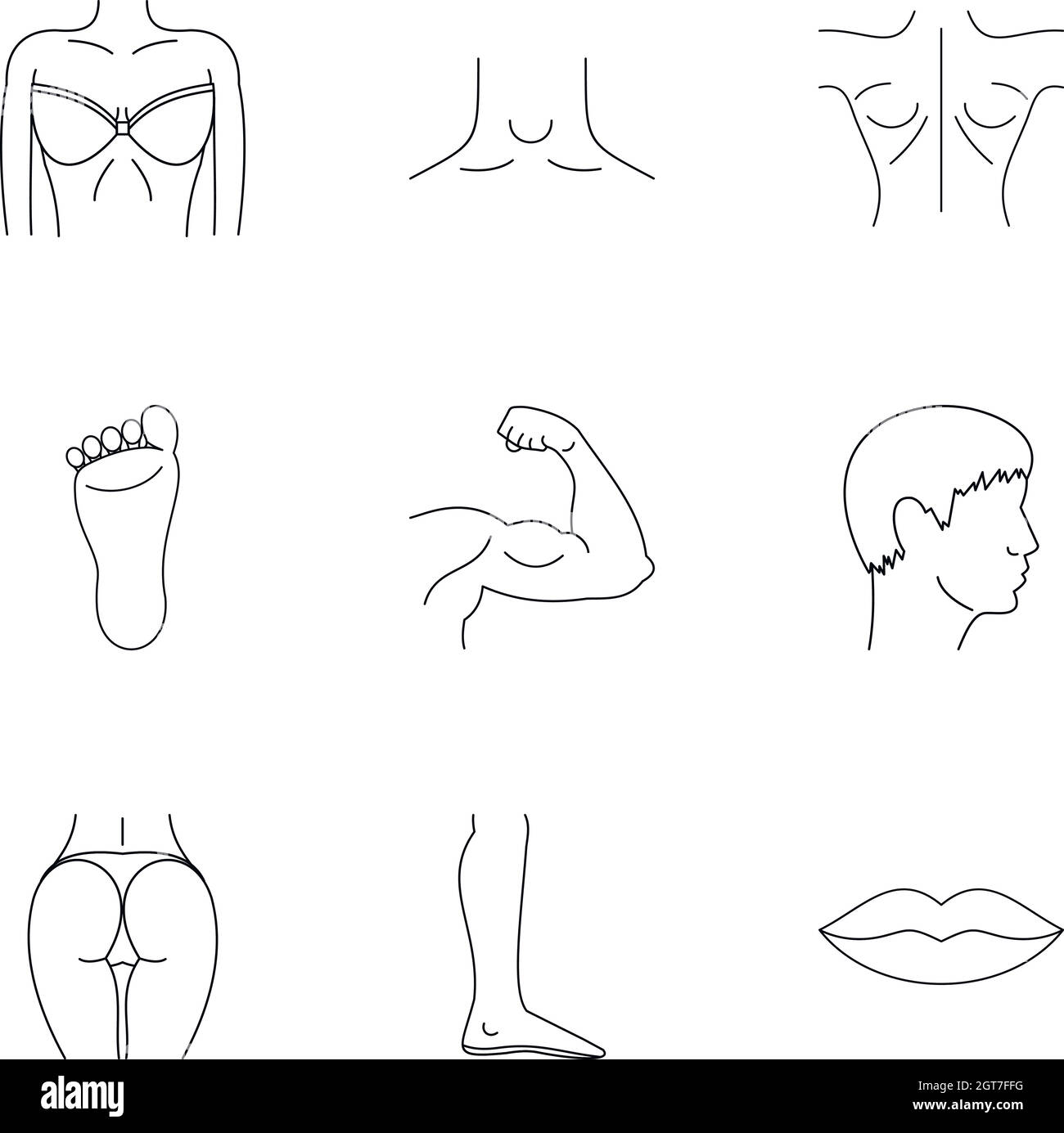 Ensemble d'icônes de corps humain, style de contour Illustration de Vecteur