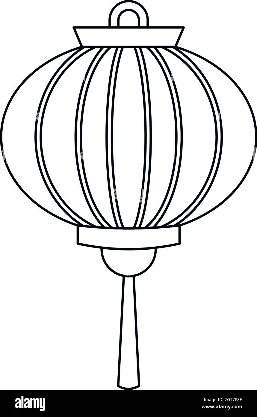 Le nouvel an chinois, l'icône de style lanterne contour Illustration de Vecteur