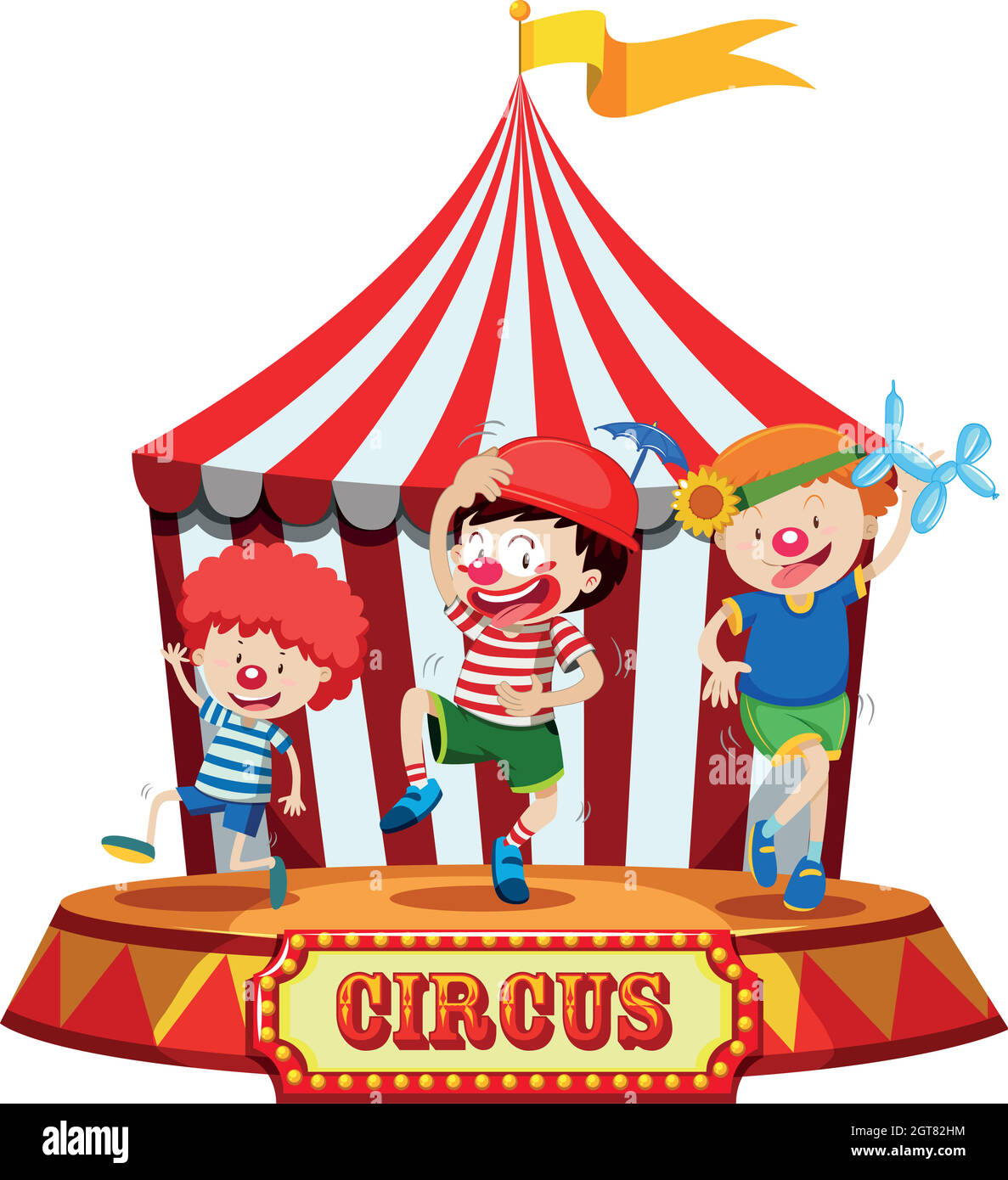 Enfants sur Circus Stage Illustration de Vecteur