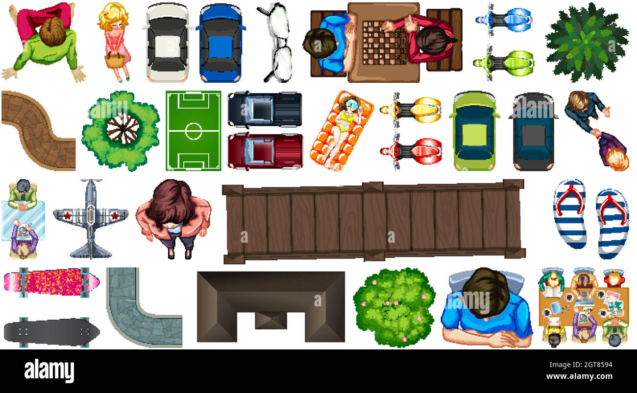 Ensemble de décorations de maison d'élément d'antenne isolées Illustration de Vecteur