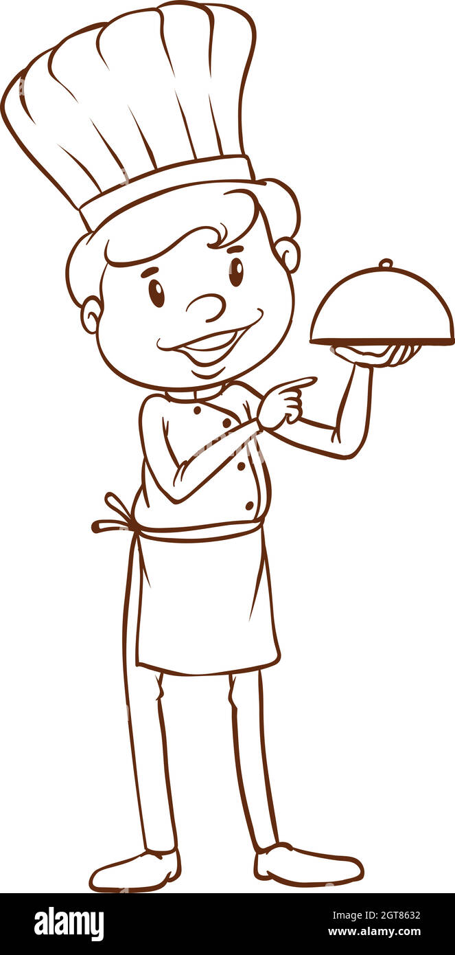 Une simple esquisse d'un chef Illustration de Vecteur