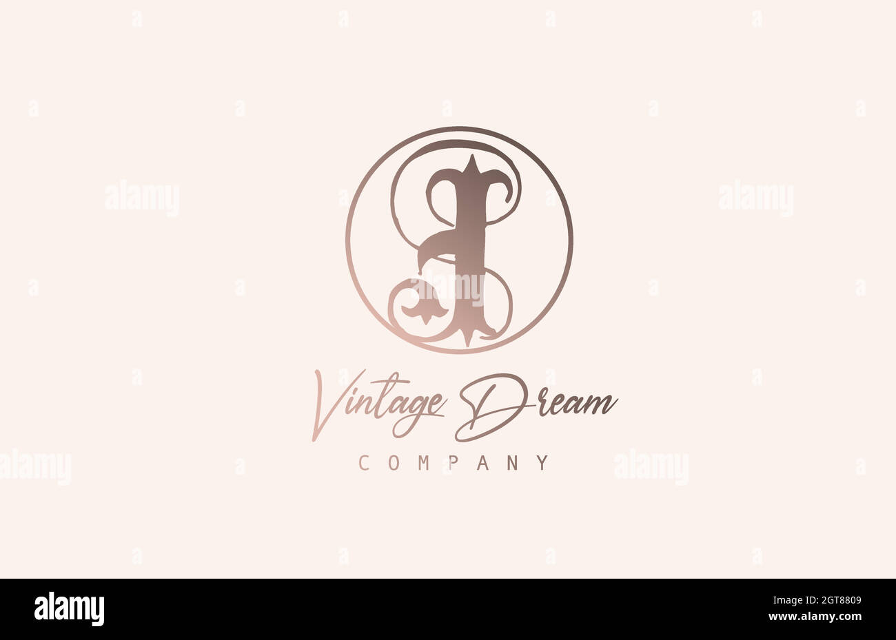 J icône de lettre marron pastel du logo. Concept de design vintage pour l'entreprise et les entreprises. Identité d'entreprise avec style rétro unique Illustration de Vecteur