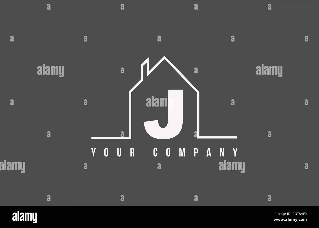 J lettre lettre icône logo d'une maison. Conception de maison de l'immobilier pour l'entreprise et l'identité d'affaires avec la ligne Illustration de Vecteur