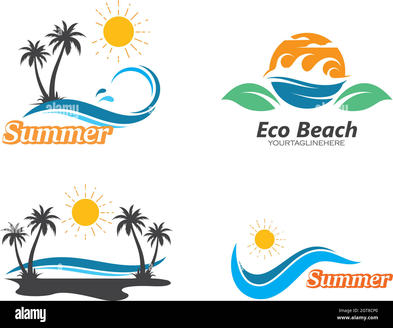 illustration vectorielle de l'icône du logo d'été palm tree Illustration de Vecteur