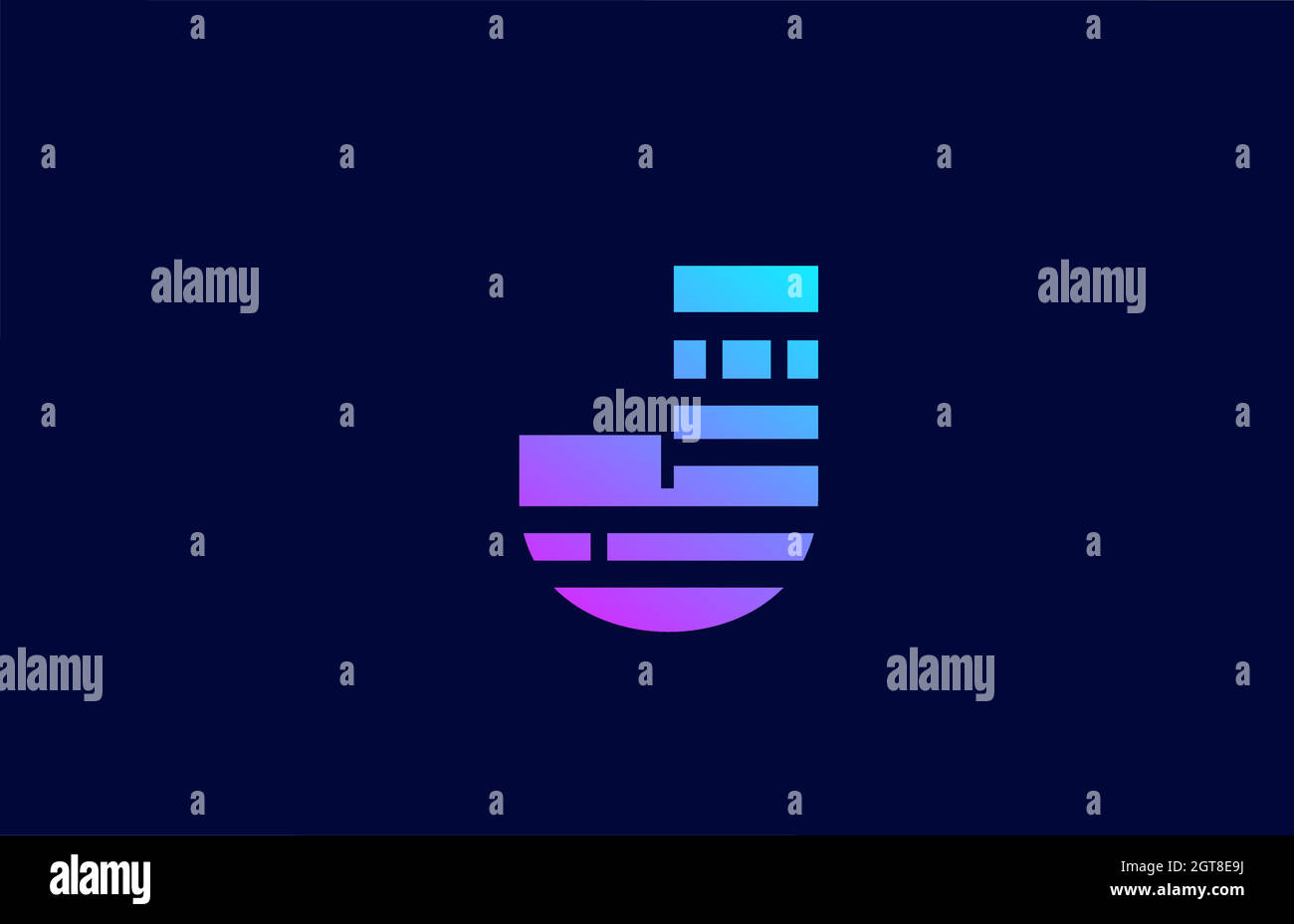 Lettre J logo alphabet icône avec ligne de bloc. Design créatif pour les entreprises et les entreprises avec une couleur de dégradé bleu rose Illustration de Vecteur