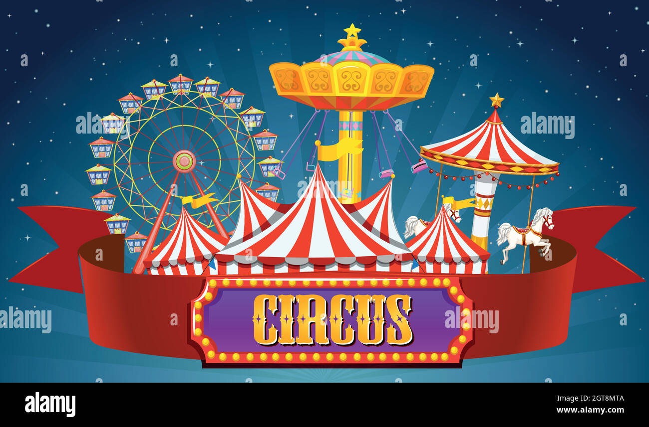 Une bannière de cirque sur le ciel Illustration de Vecteur
