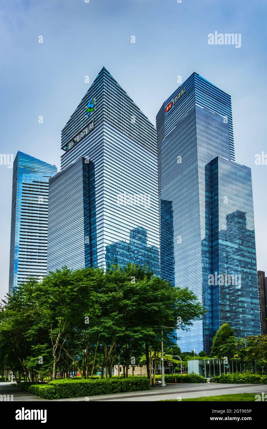 Marina Bay Financial Center (MBFC) est un développement à usage mixte situé au cœur du quartier central des affaires de Singapour. Banque D'Images